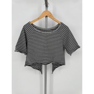 WE THE FREE Striped Cropped Tie Back Raglan Sleeve‎ T Shirt Womens M
